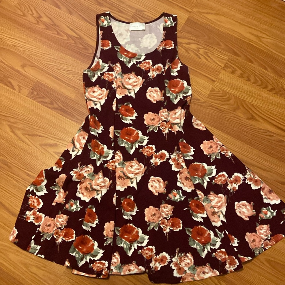 Maroon floral skater dress